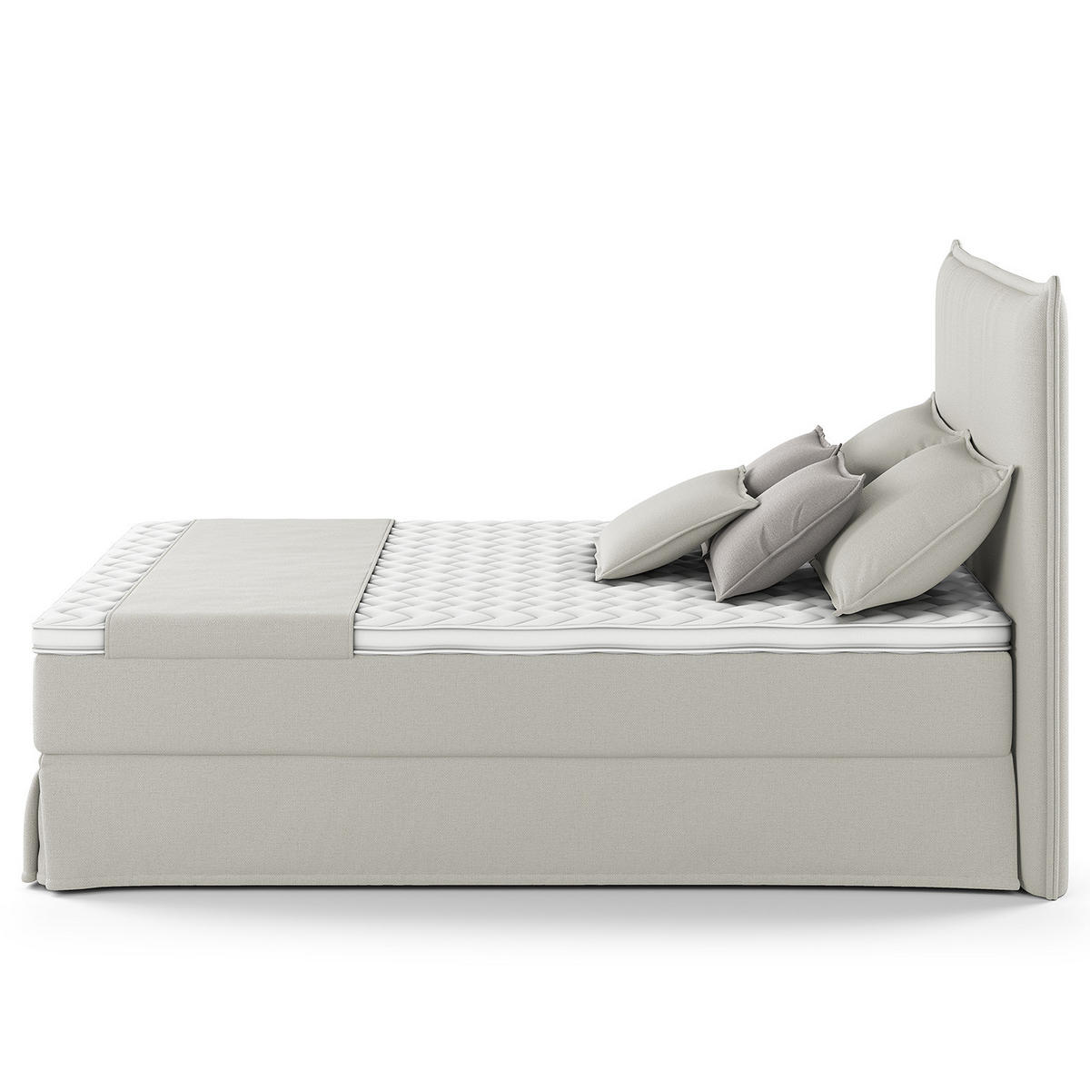 BOXSPRINGBETT mit Husse - Platinfarben, Textil (140/200cm) - home24