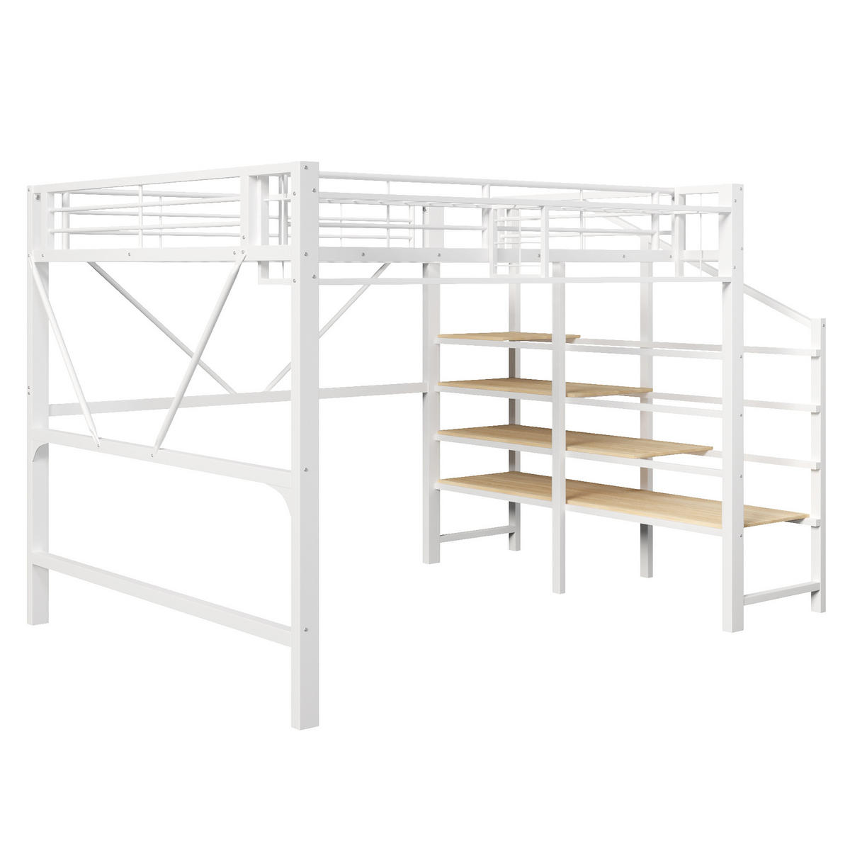 HOCHBETT 140/200 cm Weiß mit LED ohne Matratze - Weiß, Metall (140/200cm) - MIVRAY