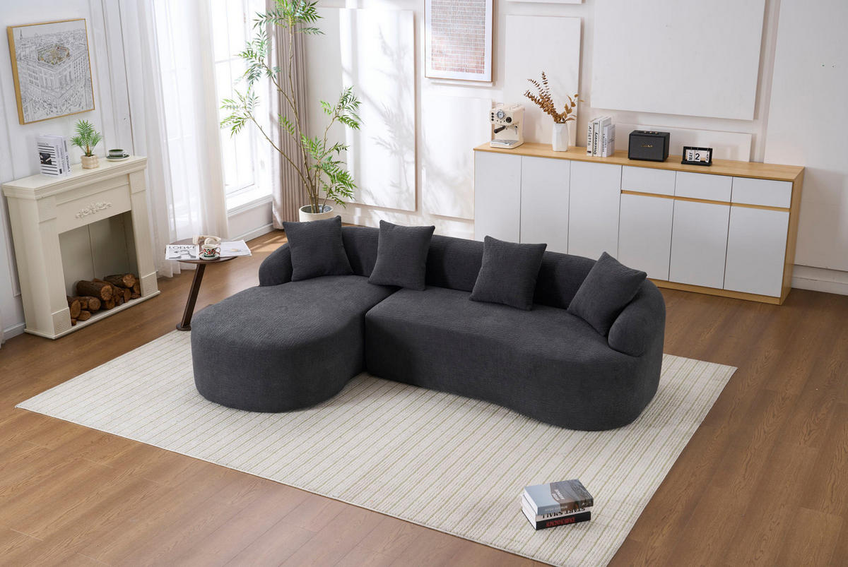 SOFA 3-Sitzer bogenförmig Chenille Dark Grey - Dunkelgrau, Textil (150/243cm) - Meubliv