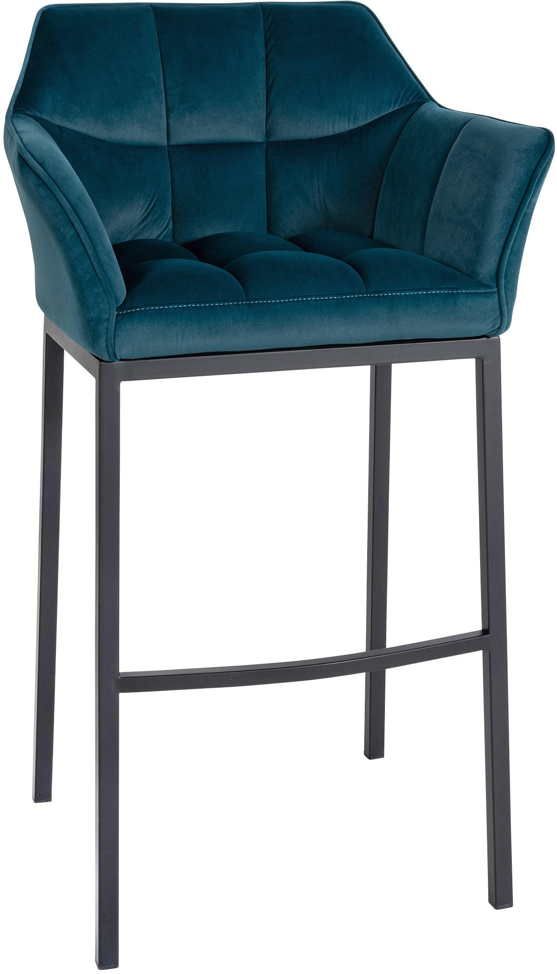 BARHOCKER Gibel Samt Grün Schwarz - Grün, Textil (64/110/48cm) - DELUKE