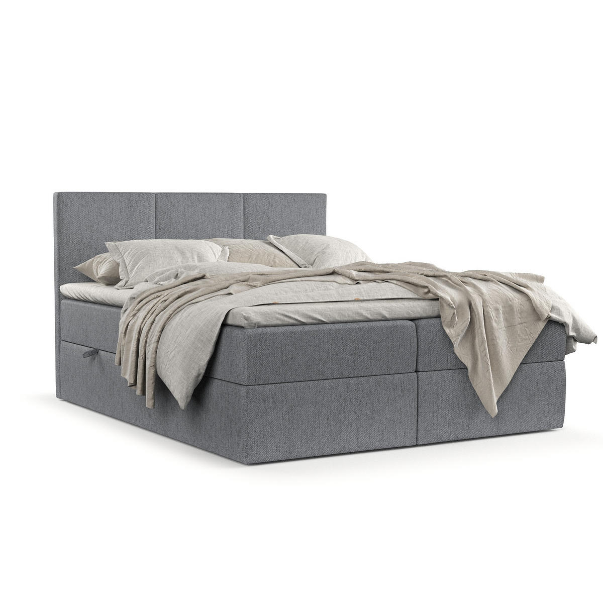 BOXBETT Jonah Grau 120/200 cm im Webstoff - Schwarz/Grau, Holz/Holzwerkstoff (120/200cm) - Maison de Reve