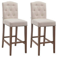 BARHOCKER 2er Set Stoff creme - Creme/Naturfarben, Holz/Textil (42/113/57cm) - CLP
