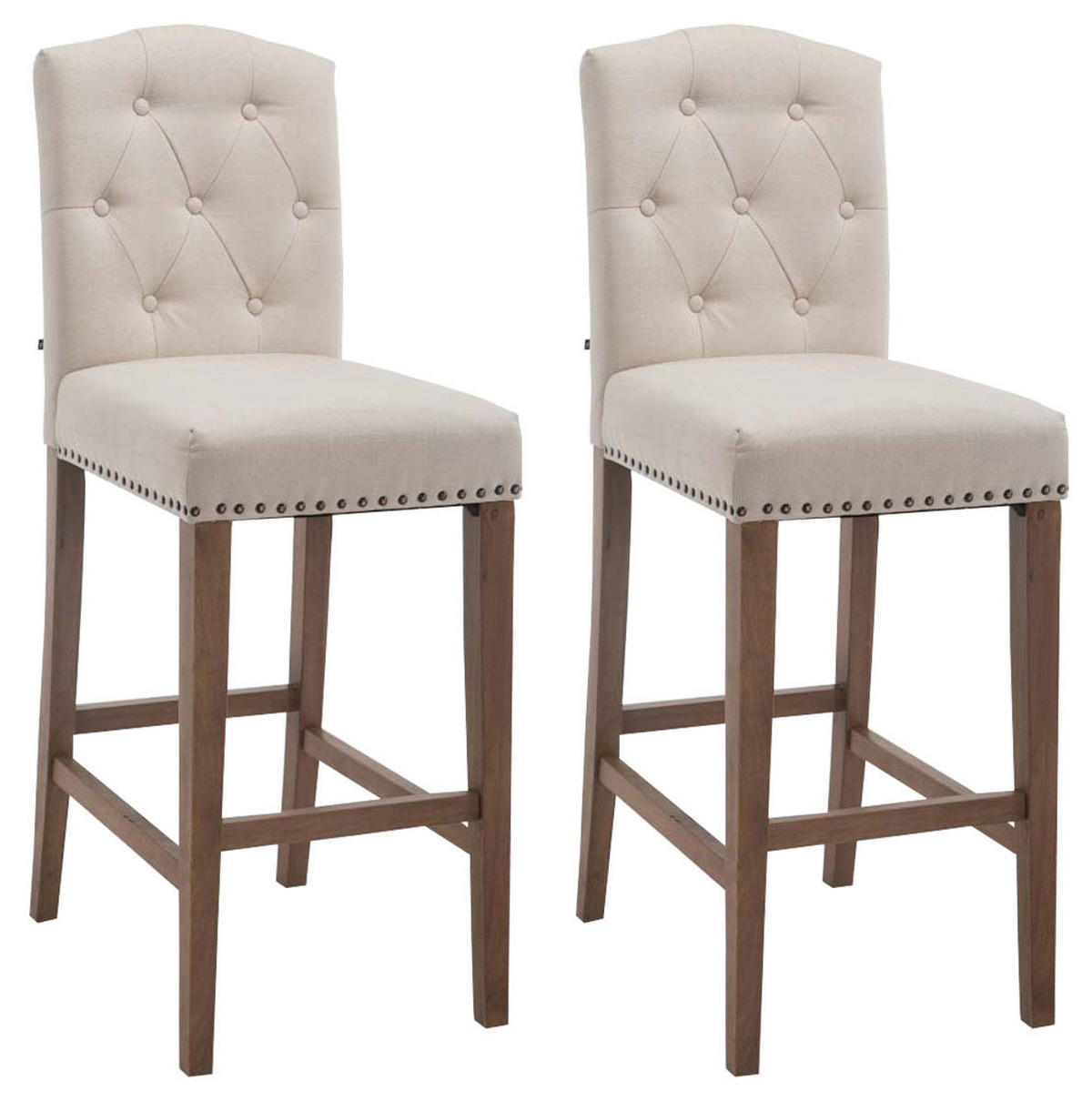 BARHOCKER 2er Set Stoff creme - Creme/Naturfarben, Holz/Textil (42/113/57cm) - CLP