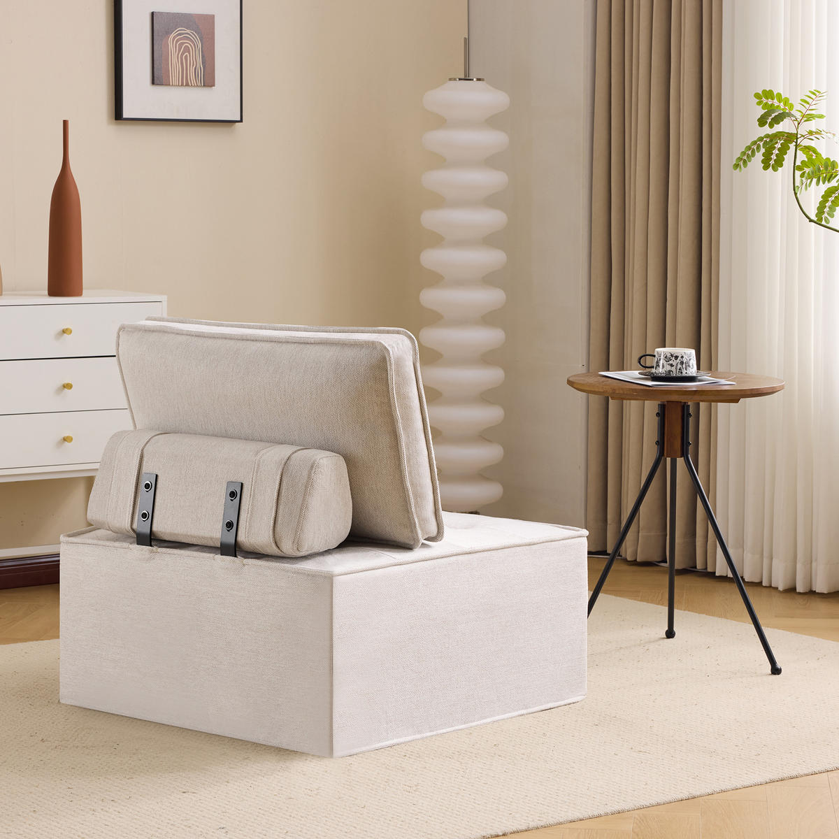 SESSEL Einzelsofa – kleine Sitzgarnitur & Sitzsack, bequem, für Wohnzimmer, Schlafzimmer, Gästezimmer & Kinderzimmer, modern - Beige, Textil (81/81/81cm) - Ej. Life