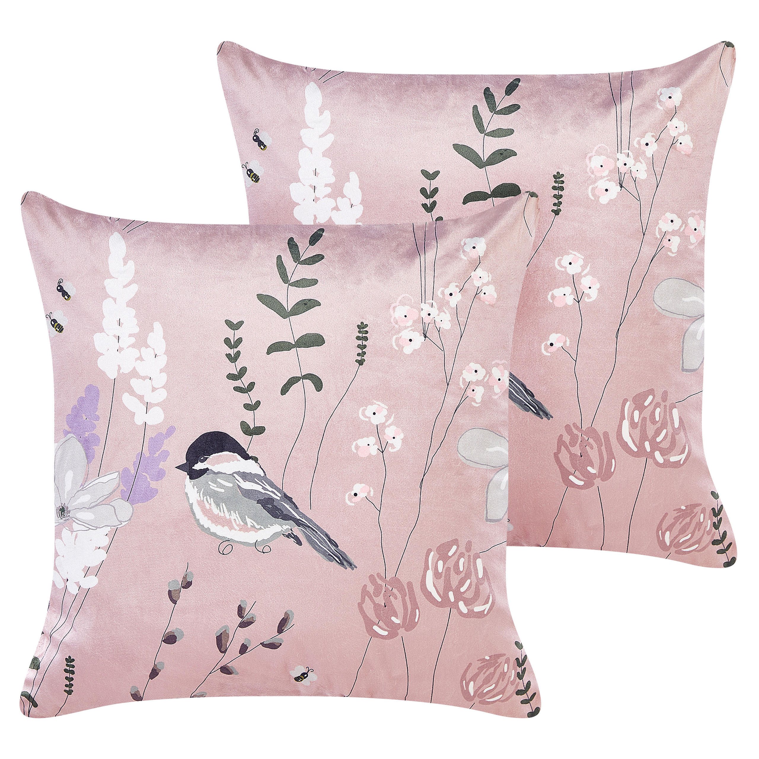 DEKOKISSEN 2er-Set Pastellrosa 45/45 cm Cyclamen - Pink, Textil (45/45cm) - Beliani