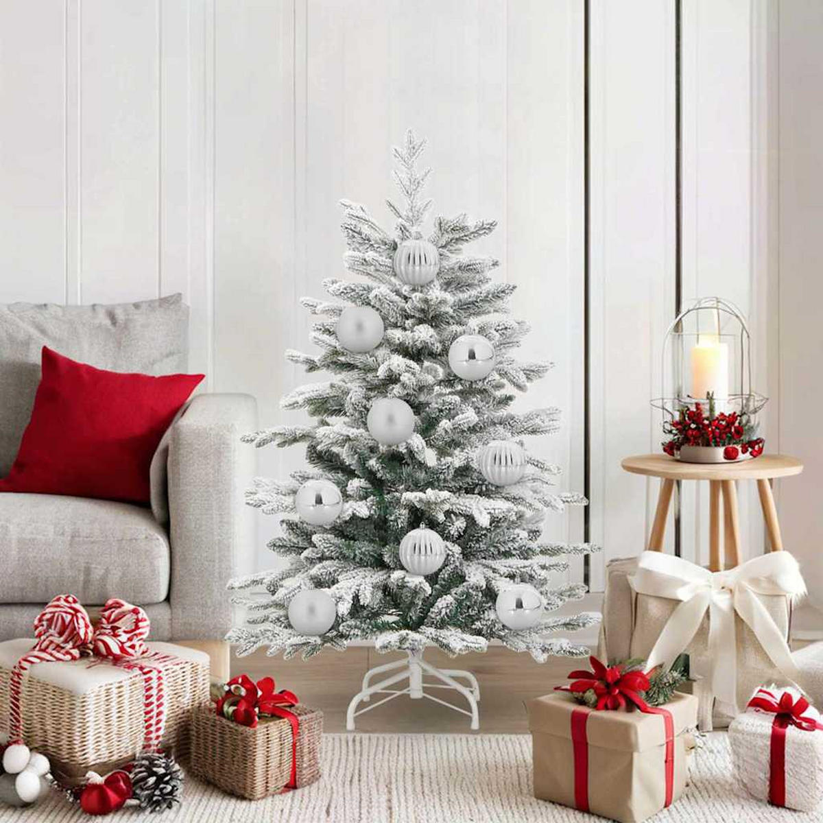 WEIHNACHTSKUGELSET XL 15 -teilig 10/10/10 cm Silber Kunststoff - Silberfarben, Kunststoff (10/10/10cm) - vidaXL