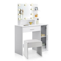 SCHMINKTISCH Zoey mit Schrank und Hocker Melly - Weiß, Holz (38/137/90cm) - Juskys