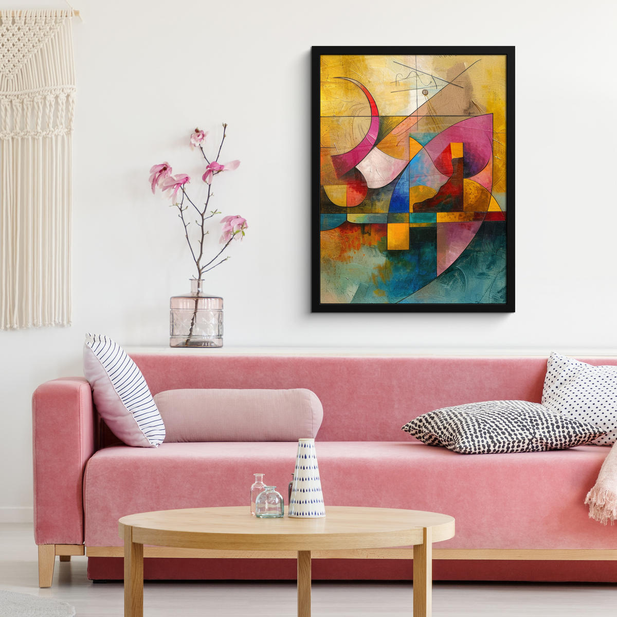 GERAHMTES BILD Kunst - Abstrakt - Modern 60x80 cm - Gelb, Papier (60/80cm) - MuchoWow