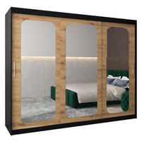 SCHWEBETÜRENSCHRANK 200/250/62 3-türig - Silberfarben/Schwarz, Holz/Kunststoff (250/200/62cm) - Abiks Möbel