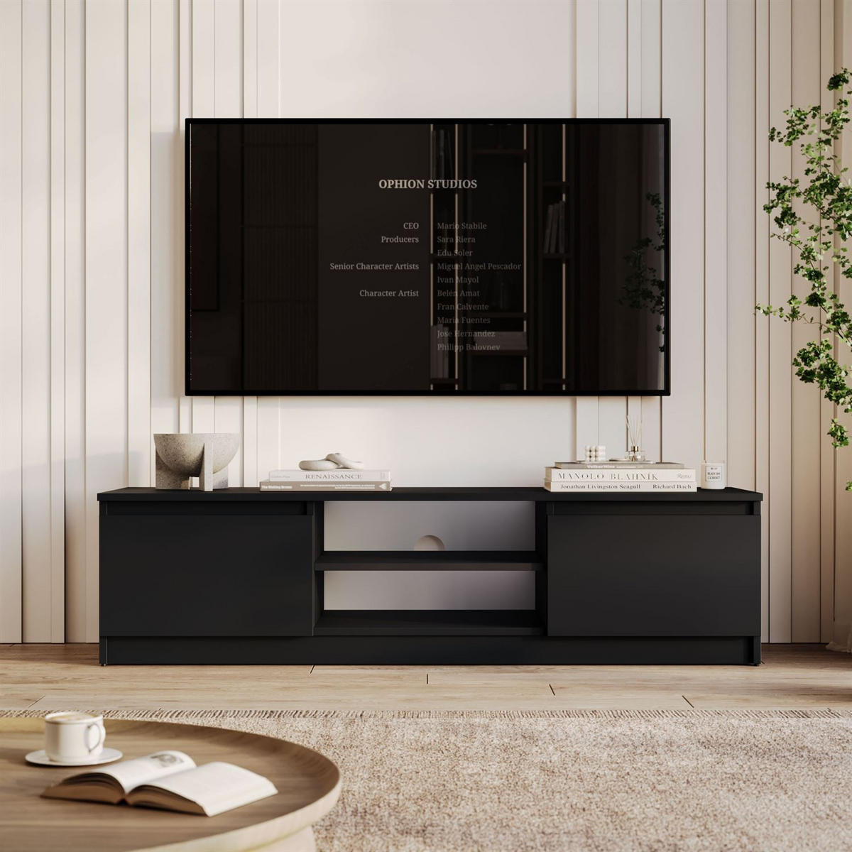 LOWBOARD HANA 140 cm Schwarz matt - Schwarz, Holzwerkstoff (140/36/40cm) - Lookway