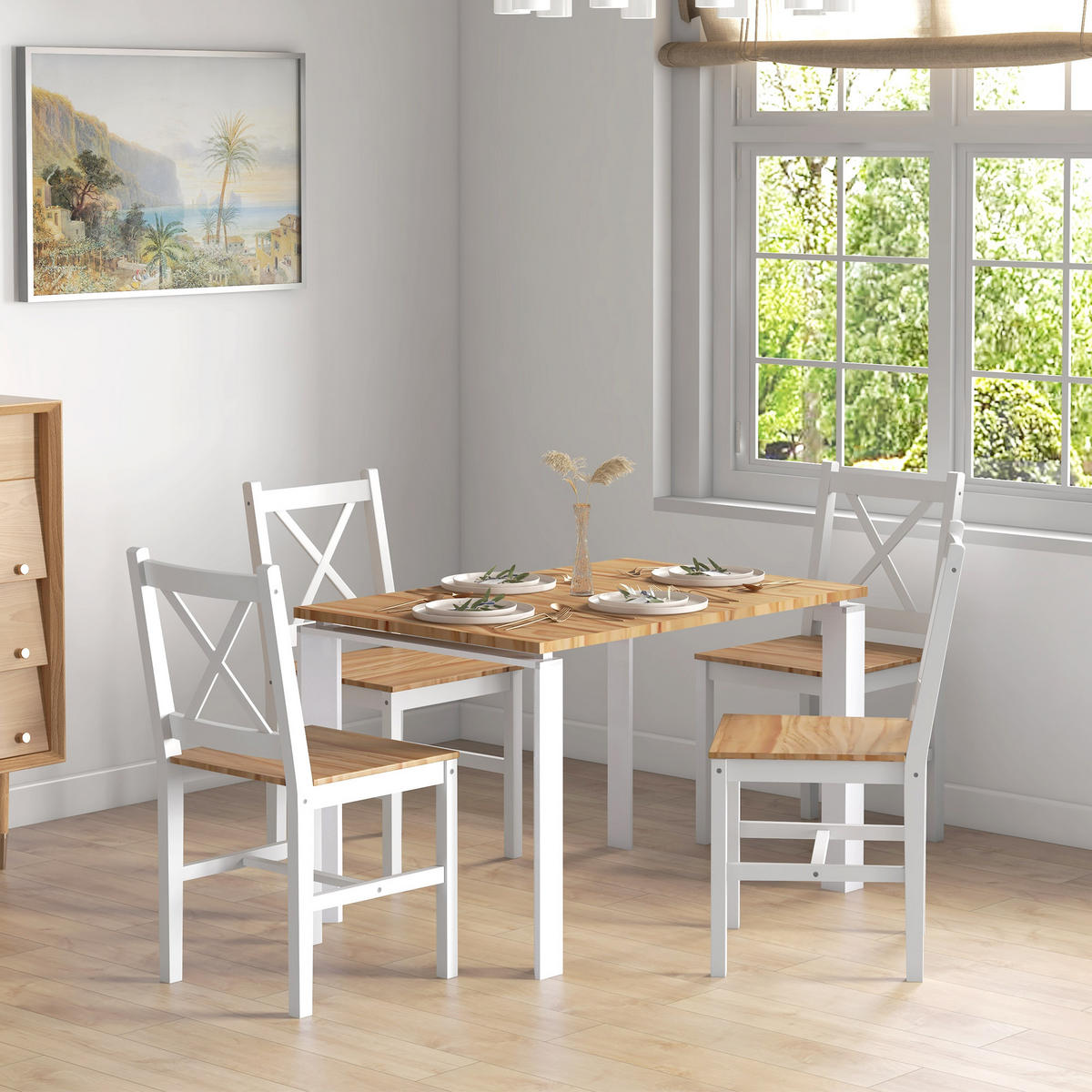 STÜHLE Weiß 4 Stück - Weiß, Holz (41/86/46.5cm) - GiPP