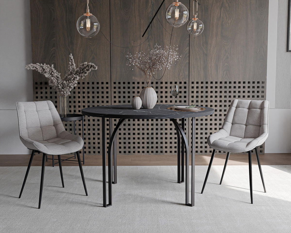 AUSZIEHTISCH ASTRO 100/76 cm, Schwarz / Grau - Schwarz/Grau, Holzwerkstoff/Metall (100/100/76cm) - Idohome