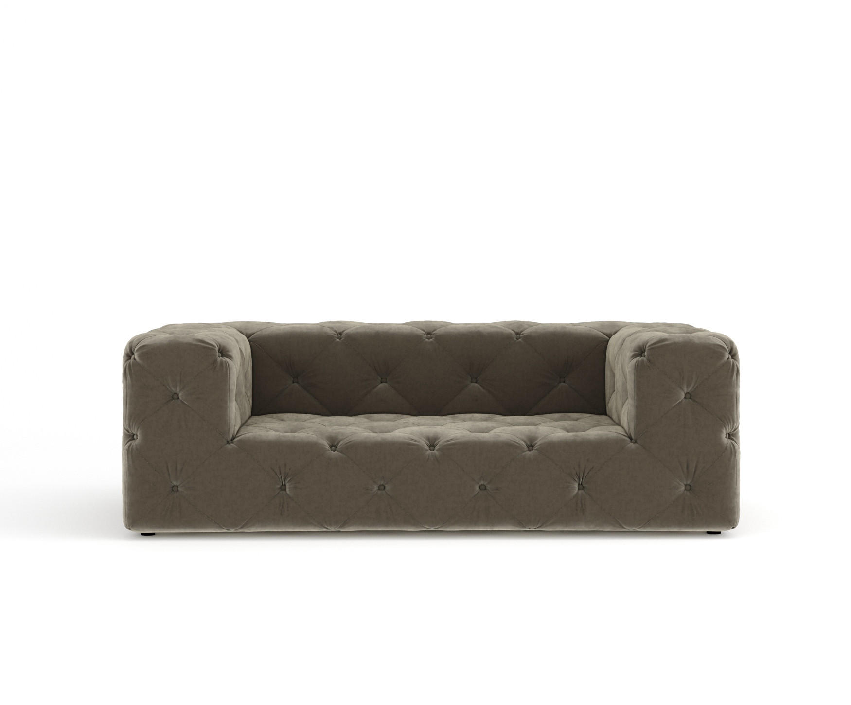 2-SITZER-SOFA Cosimo Taupe Samtstoff - Taupe/Schwarz, Holz/Holzwerkstoff (193/71/100cm) - Maison de Reve