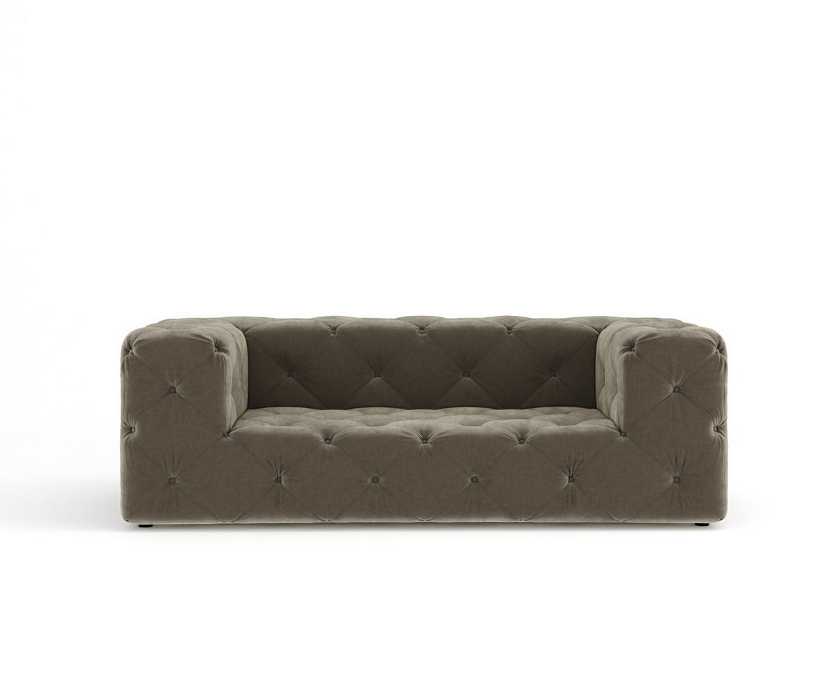 2-SITZER-SOFA Cosimo Taupe Samtstoff - Taupe/Schwarz, Holz/Holzwerkstoff (193/71/100cm) - Maison de Reve
