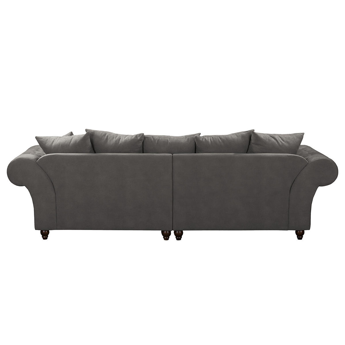 BIGSOFA - Antiklederlook - Dunkelgrau/Braun, Buchenholz/Textil (294/90/93cm) - home24