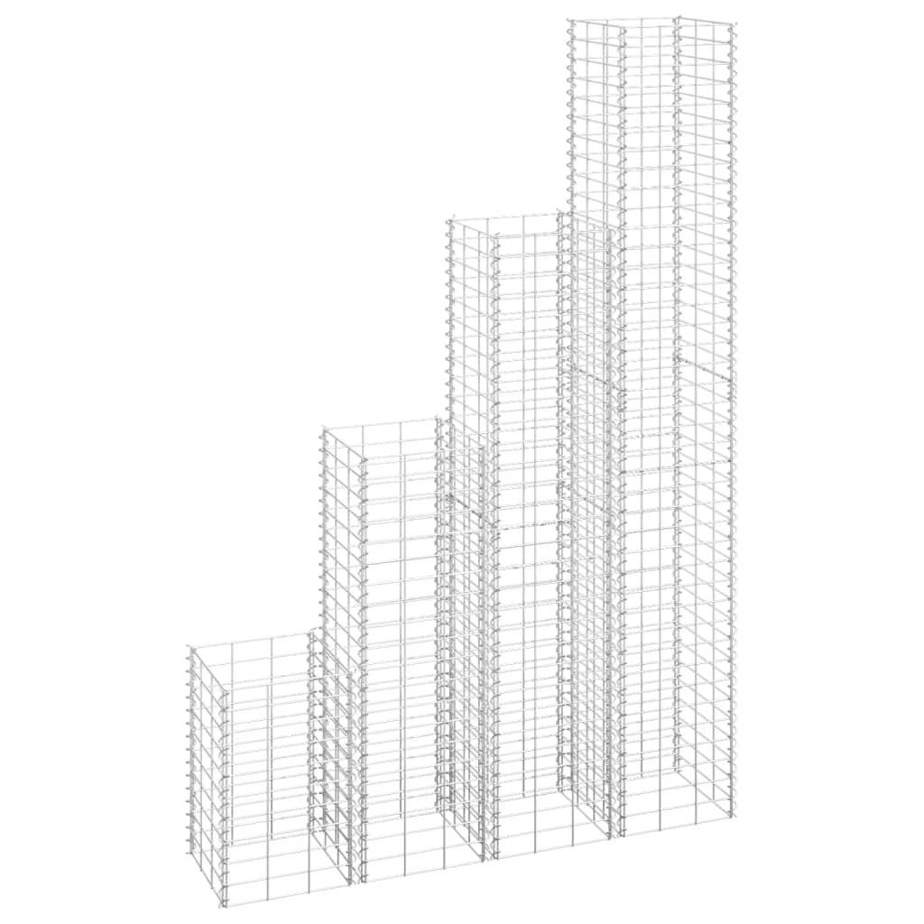 GABIONEN-HOCHBEETE 4 Stk. 30x30x50/100/150/200 cm Eisen - Silberfarben, Metall (30/200/30cm) - furnicato