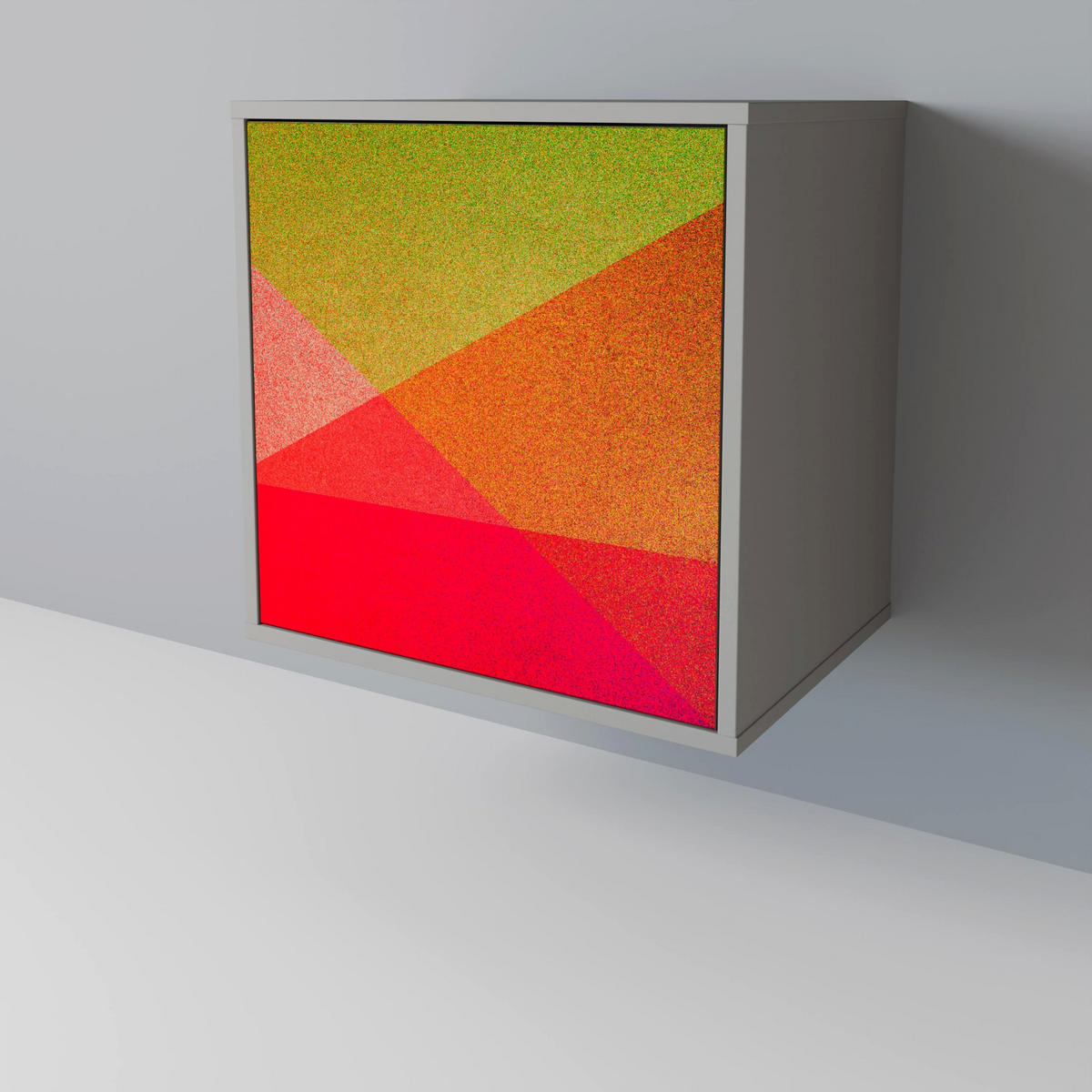 SIDEBOARD VIVID GEOMETRY, Grau, 57,5x42x77,5 cm, Schräge Buchenholzfüße - Buchefarben/Multicolor, Holzwerkstoff/Buchenholz (57.5/77.5/42cm) - SpaceRebels
