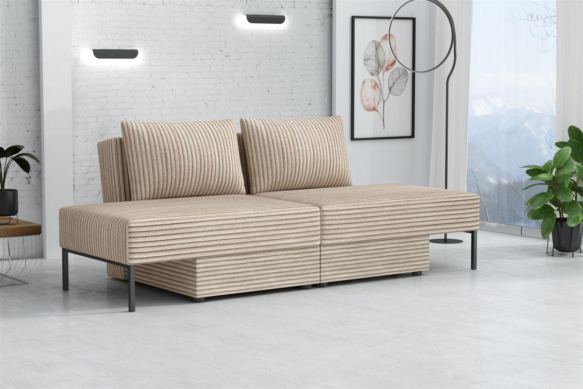 SCHLAFSOFA Gorka - Creme, Holzwerkstoff/Textil (240/87/103cm) - Fun Möbel
