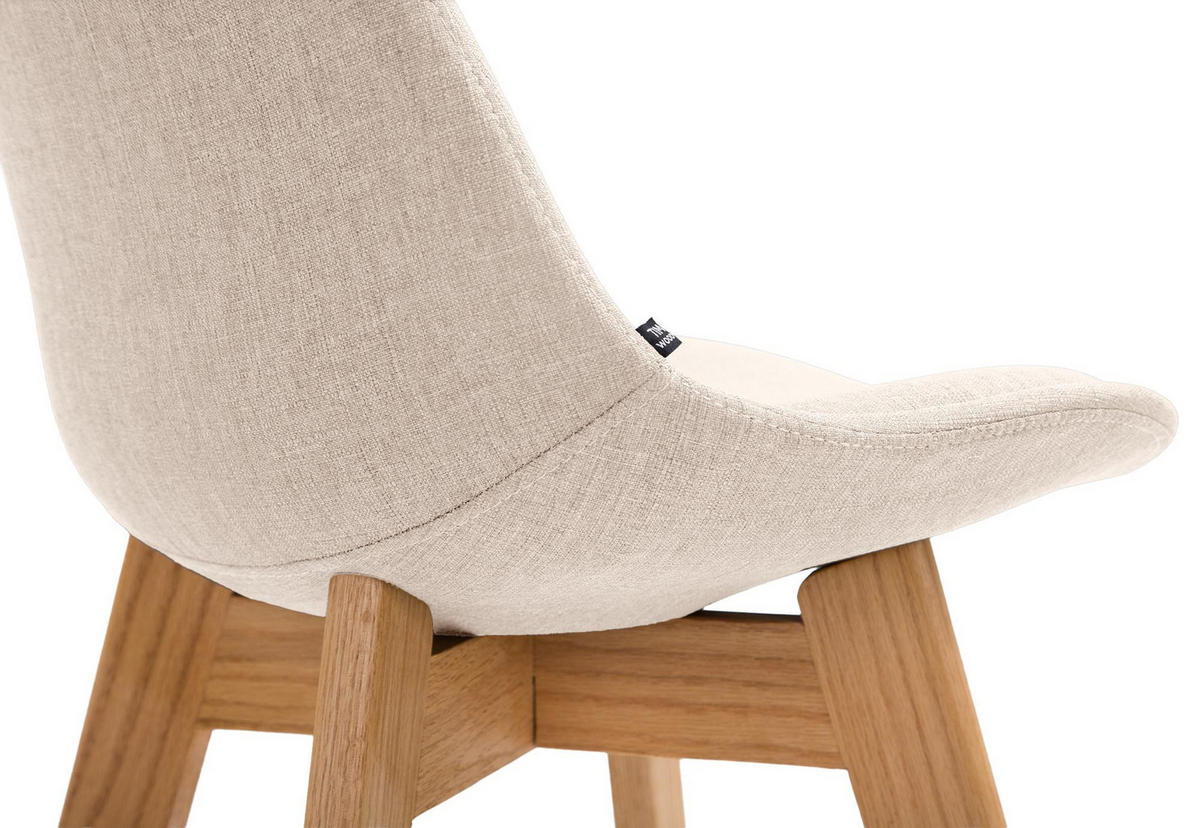 BARHOCKER 2er Set Stoff creme - Eukalyptusholzfarben/Creme, Holz/Textil (48/112/56cm) - CLP