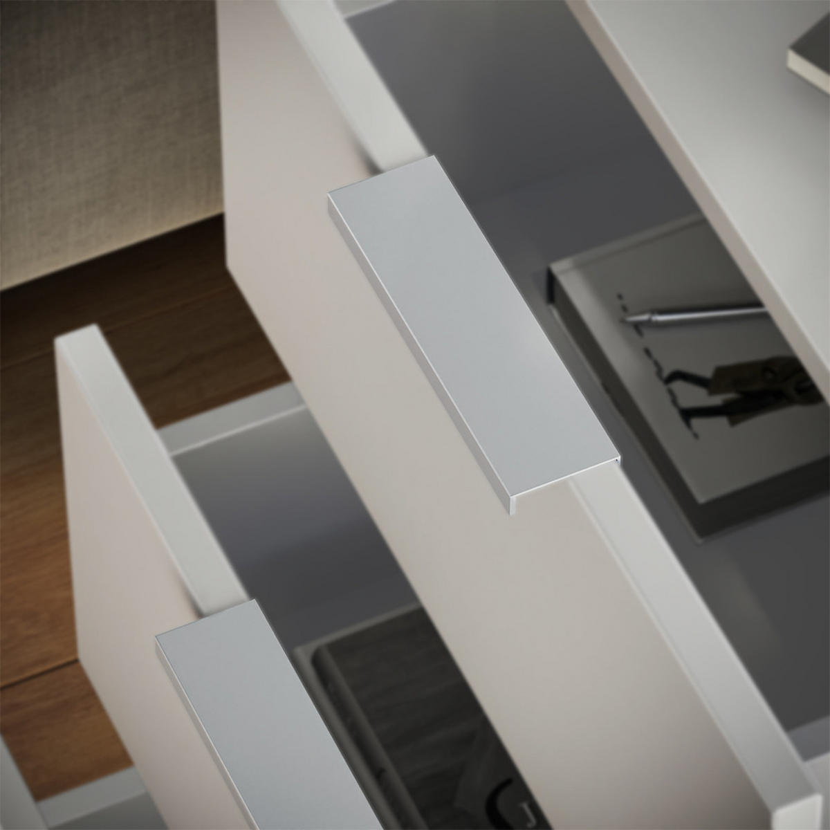 NACHTTISCH Fino Weiß 37.6 x 61.8 cm mit 3 Schubladen - Weiß, Holzwerkstoff (37.6/61.8/35cm) - Vicco