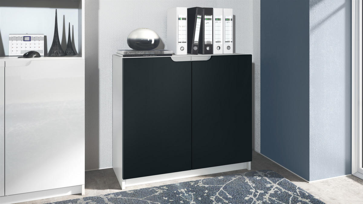 KOMMODE Logan Fronten in Schwarz matt - Schwarz, Holzwerkstoff (82/78/37cm) - Vladon