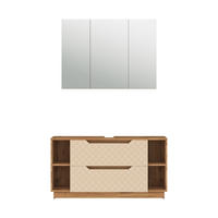 BADMÖBEL-SET Lotta Eiche/Kaschmir mit Kachelstruktur 2 Teile - Kaschmir/Eichefarben, Holzwerkstoff (119.2/62.5/35cm) - Vicco