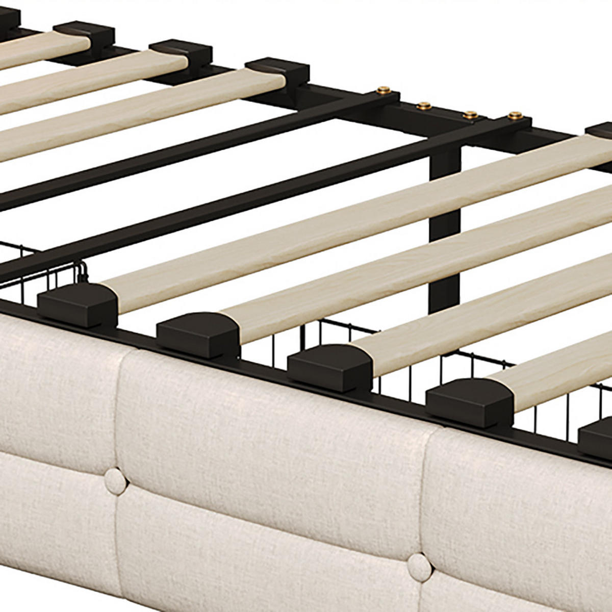 POLSTERBETT Reversibel 90/200 cm mit 2 Schubladen & RGB-LED Leinenoptik Beige - Beige, Textil (90/200cm) - Creahappy