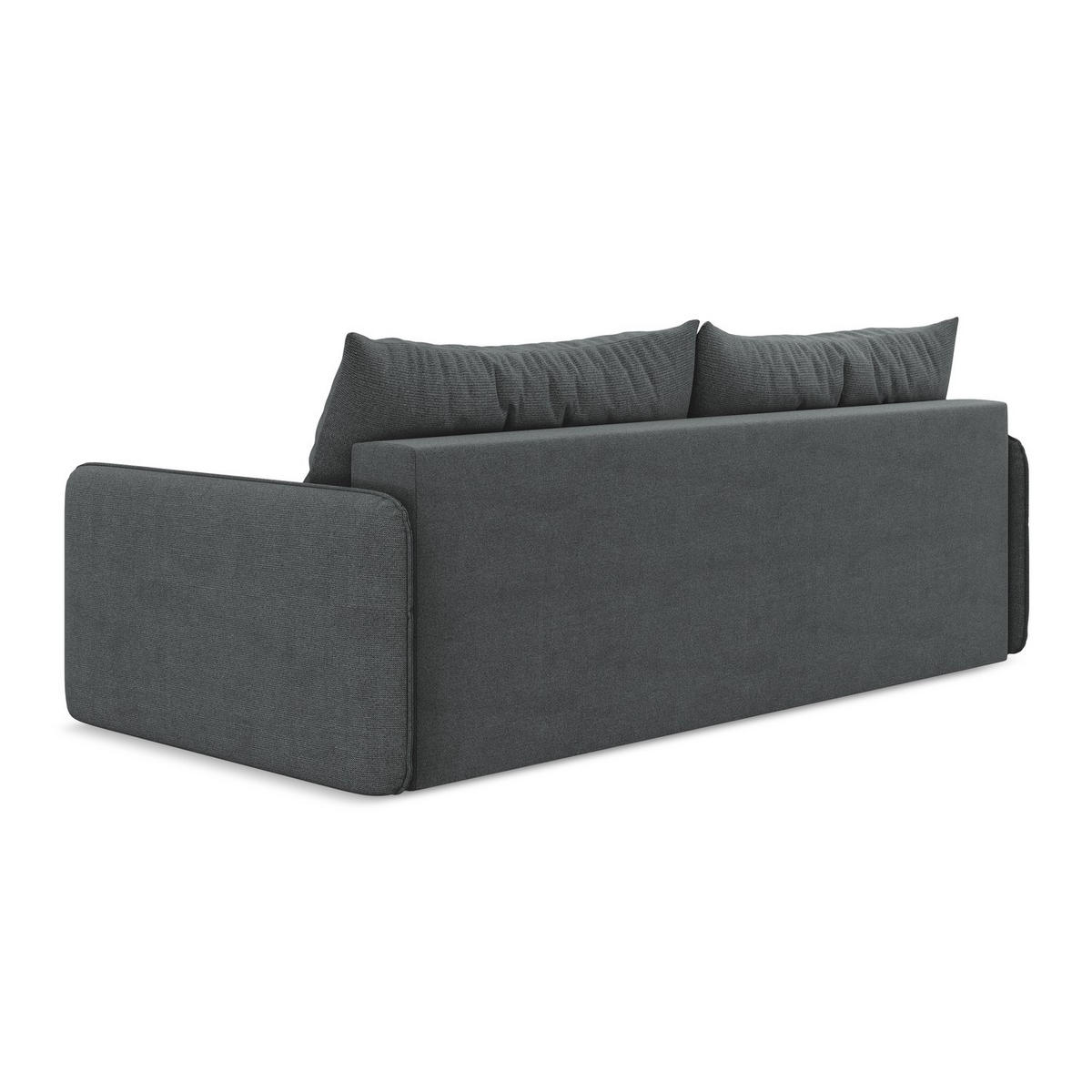 3-SITZER SOFA mit Schlaffunktion Strukturstoff Stoff Grau - Schwarz/Grau, Kunststoff/Textil (216/86/105cm) - LaMiaSofa