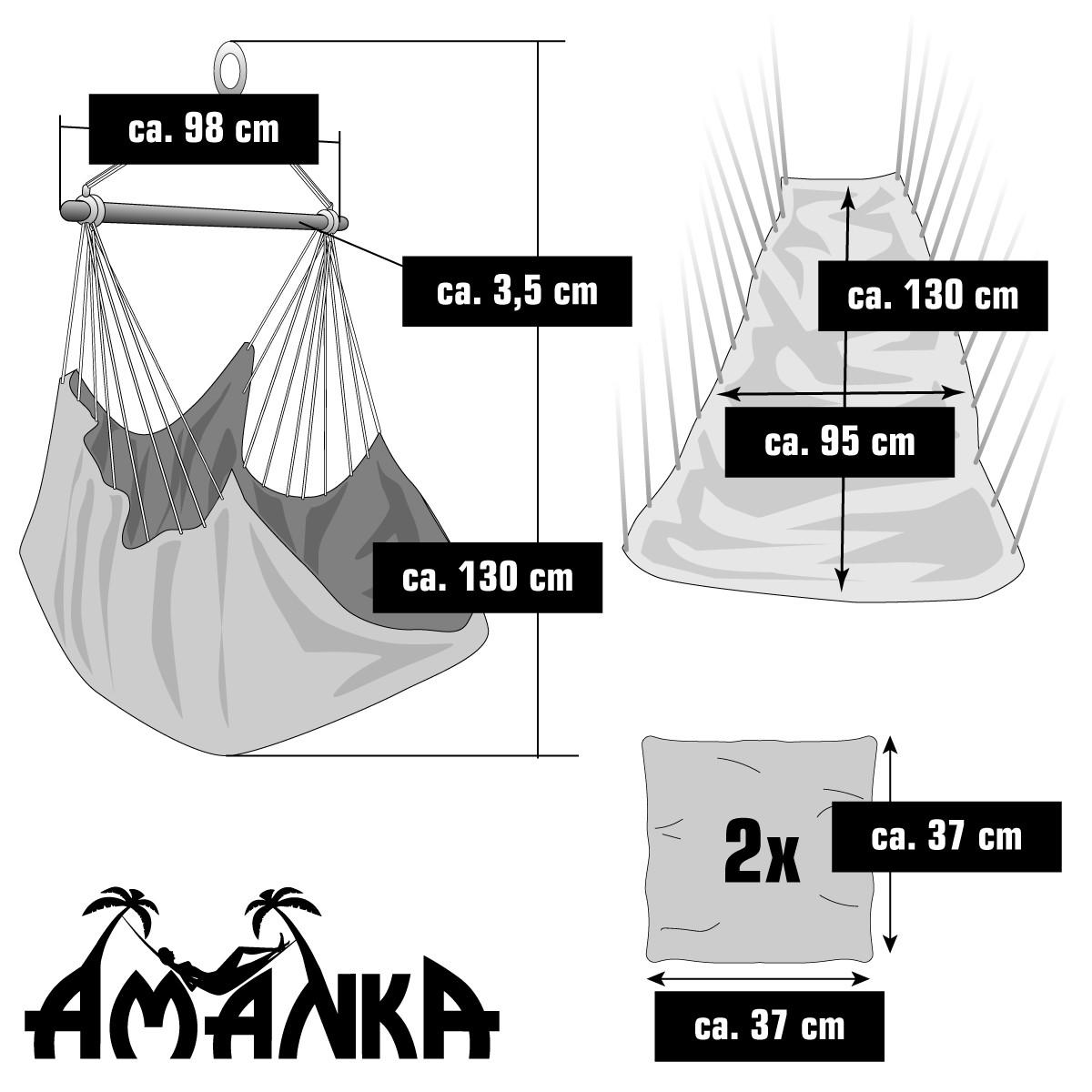 HÄNGESESSEL inkl. Gestell, bis 120kg, 216cm, Grau - Grau, Textil (110/215/110cm) - Amanka