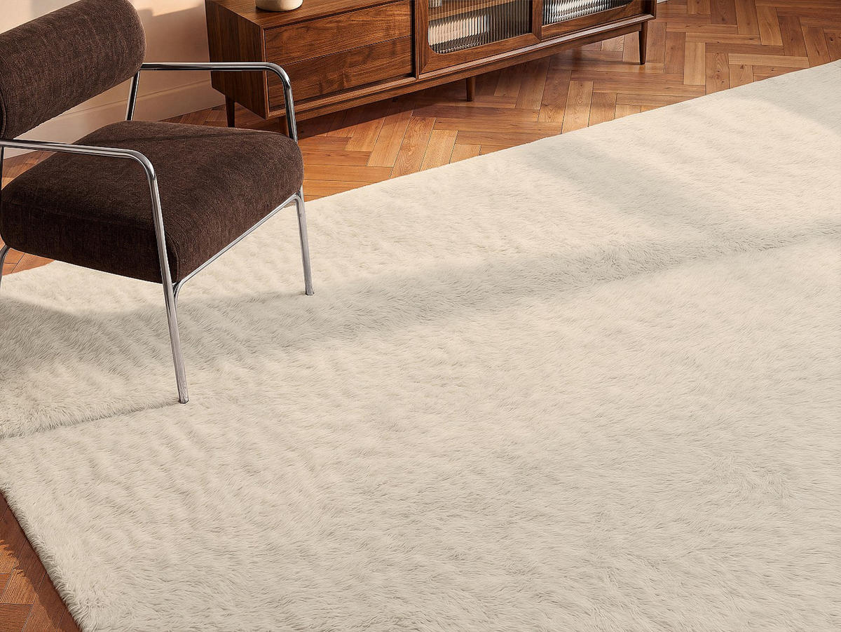 WOHNZIMMERTEPPICH - 230 cm x 160 cm - stoff - weiß Bunny - Weiß, Textil (230/160cm) - Vente-Unique