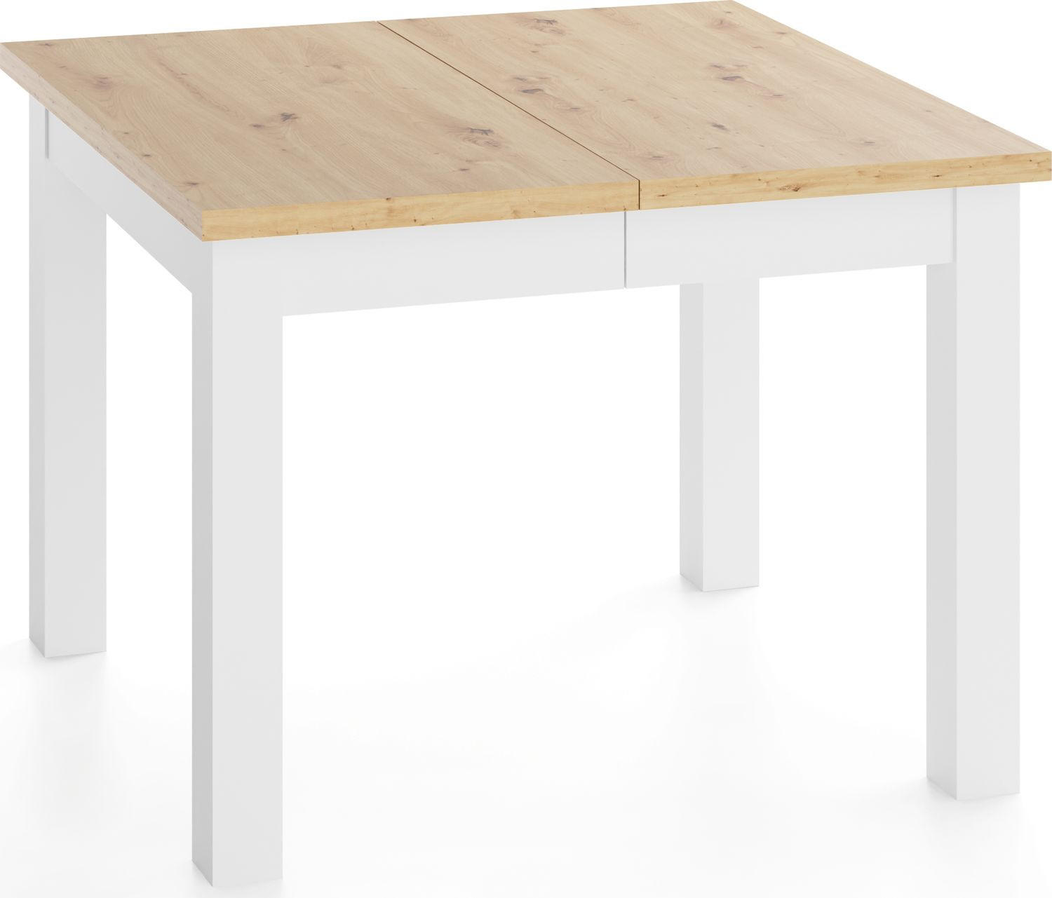ESSTISCH Toren Weiß ausziehbar verlängerbar quadratisch, Eiche Artisan Hellbraun 80-280/80/76.5 cm - Weiß/Eiche Artisan, Holz/Holzwerkstoff (80/80/77cm) - WFL GROUP