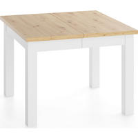 ESSTISCH Toren Weiß ausziehbar verlängerbar quadratisch, Eiche Artisan Hellbraun 90-190/90/76.5 cm - Weiß/Eiche Artisan, Holz/Holzwerkstoff (90/90/77cm) - WFL GROUP