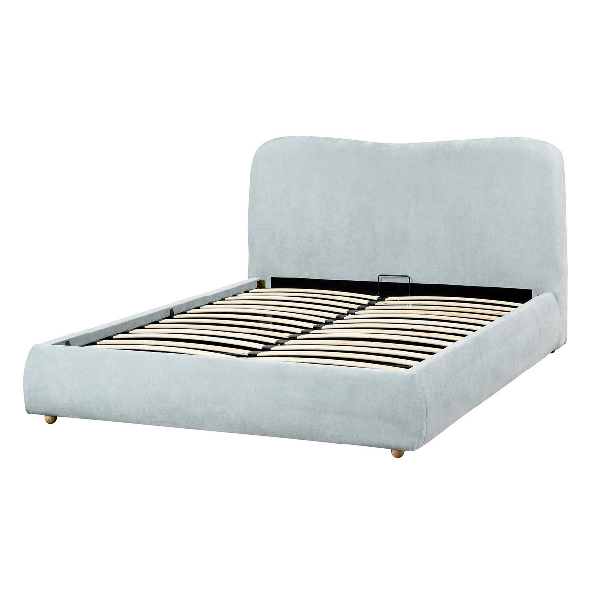 BETT mit Stauraum 140/200 cm Hellblau Blagnac - Blau/Braun, Textil (140/200cm) - Beliani