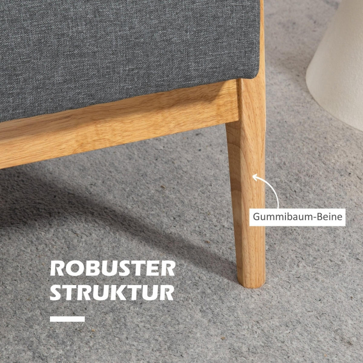 DREISITZER-POLSTERSOFA Leinen Knopfdetails, Holzgestell 154,5/69,5/73 cm Dunkelgrau - Dunkelgrau, Textil (69.5/73/154.5cm) - Redom