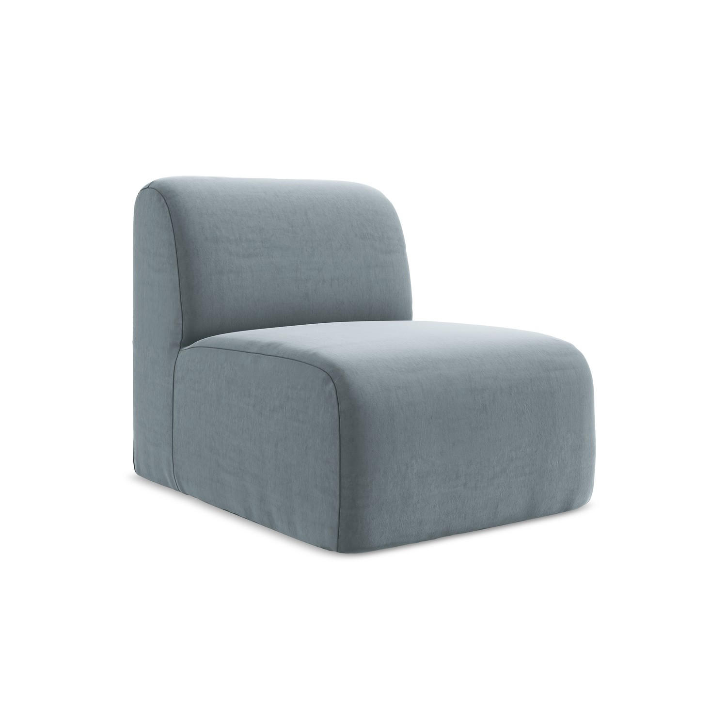 SOFAELEMENT Samt Stoff Blau - Schwarz/Hellblau, Holzwerkstoff/Kunststoff (70/75/94cm) - LaMiaSofa