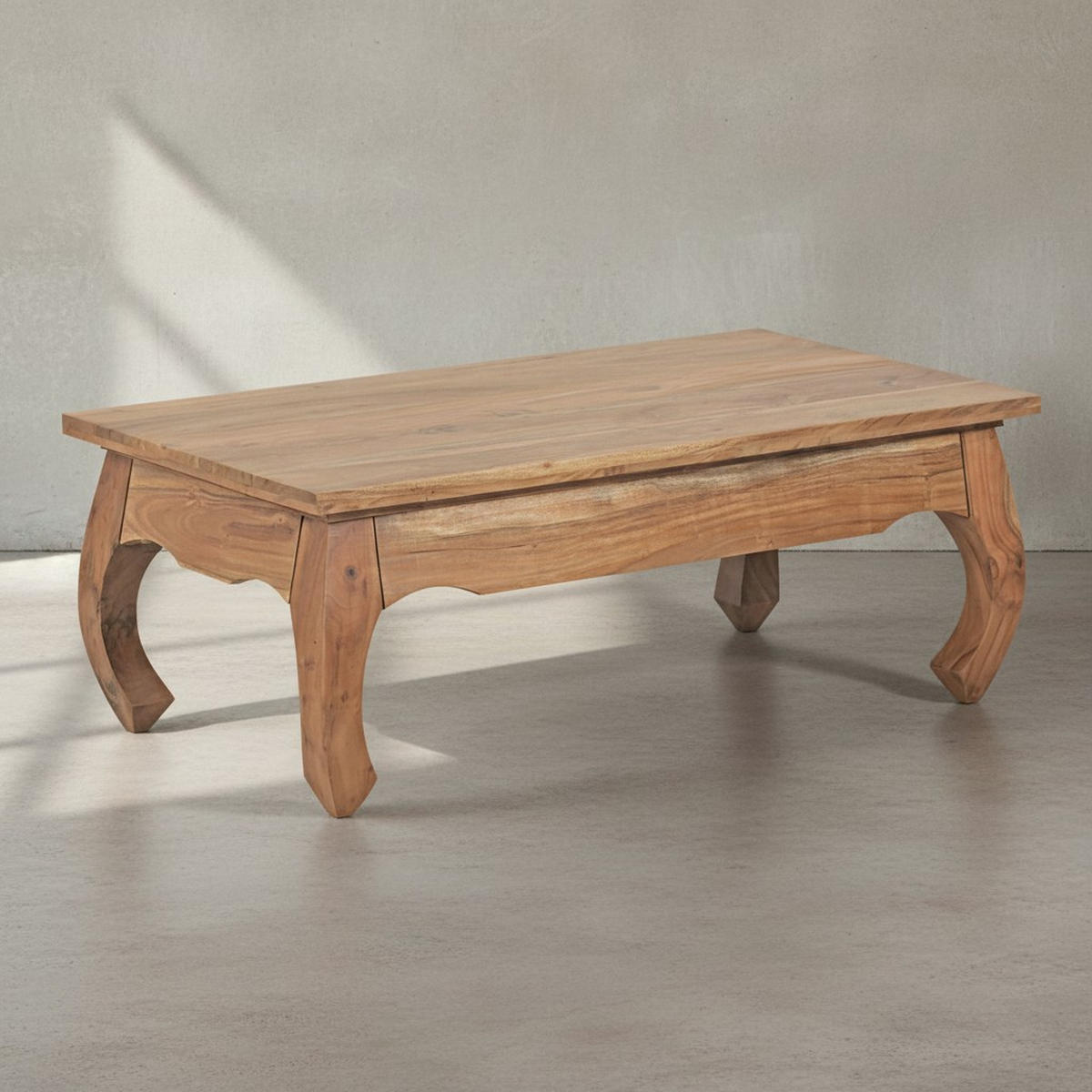 COUCHTISCH KANADA in Opium-Form aus Massivholz Akazie handgefertigt, Beige 110x60x40 cm - Beige, Holz (60/110/40cm) - KADIMA DESIGN