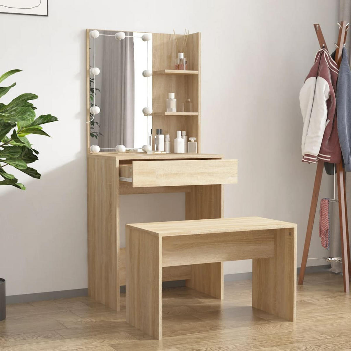 SCHMINKTISCH Dugan 60/40/140 cm - Braun, Holzwerkstoff (60/140/40cm) - Nettlife