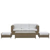 LOUNGE SET 5-Sitzer braun Auflagen weiß Belluno - Weiß, Kunststoff - Beliani