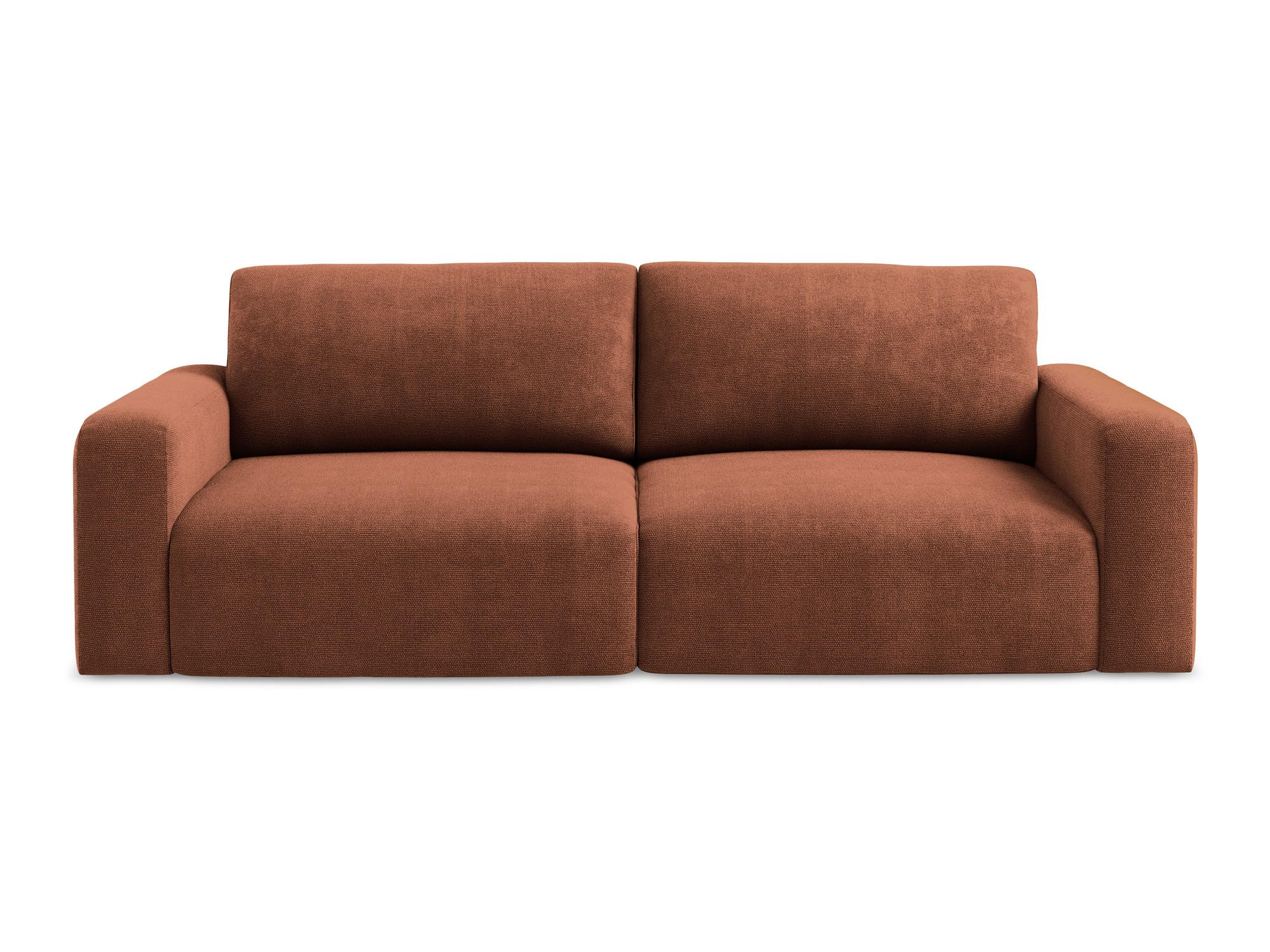 3-SITZER SOFA mit Schlaffunktion Chenille Stoff Orange - Terra cotta/Schwarz, Kunststoff/Textil (244/79/102cm) - Makamii