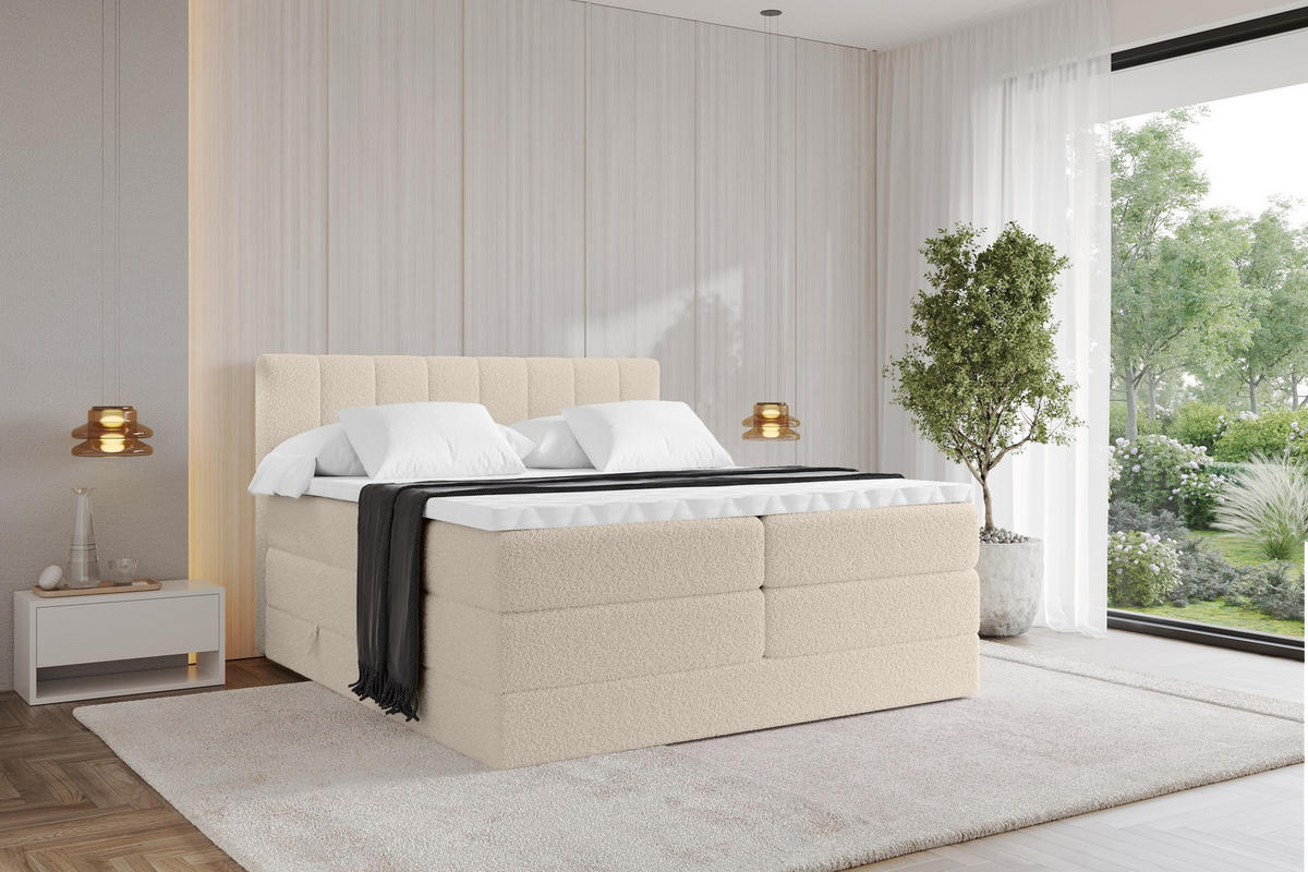 BOXSPRINGOVÁ POSTEL s matrací H3/H4 - OTTA KING - 120x200 cm Tmavě béžová - kapučínová, kompozitní dřevo (120/200cm) - ALTDECOR