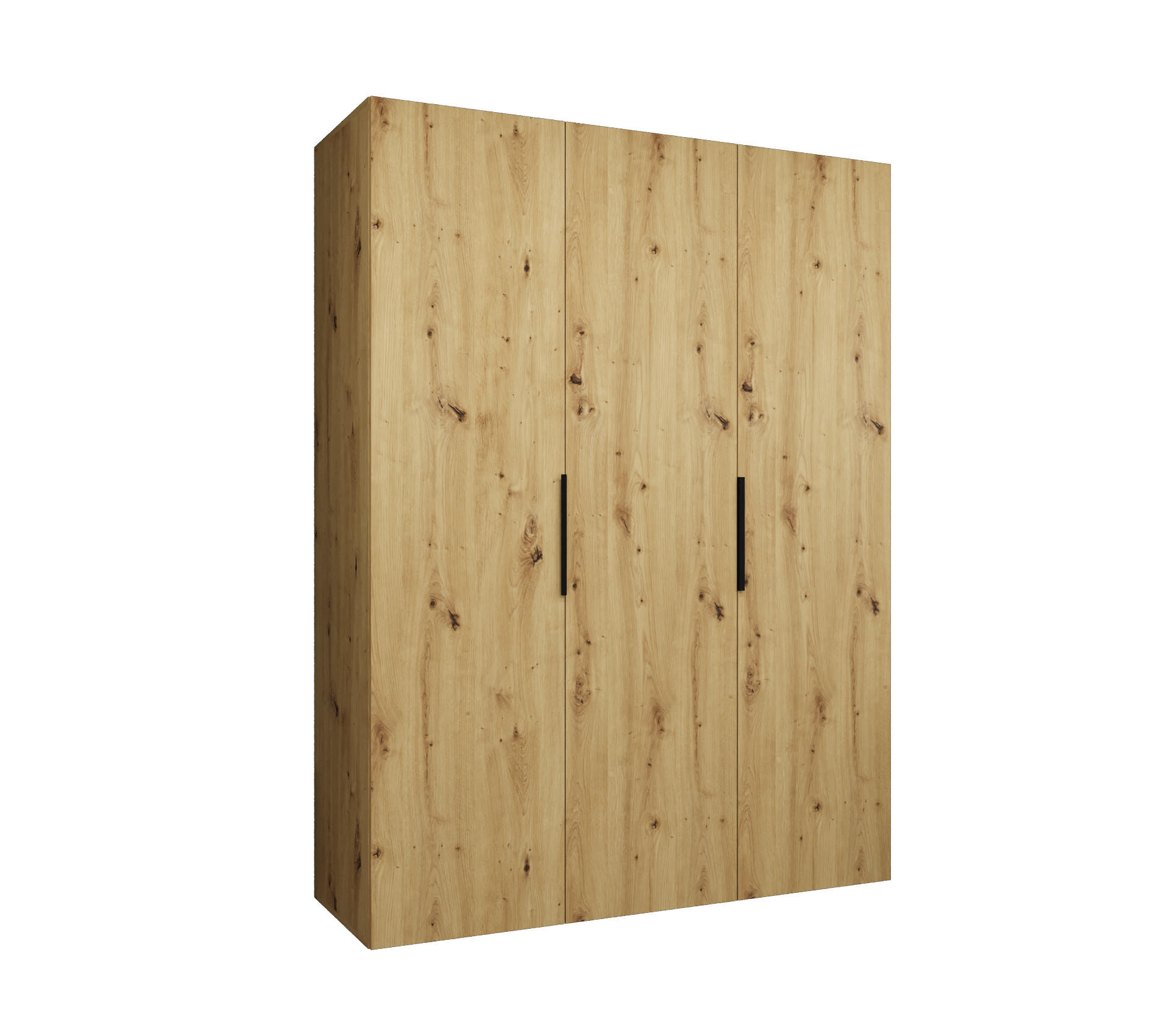 DREHTÜRENSCHRANK 202/150/52 3-türig - Schwarz/Eiche Artisan, Holz (150/202/52cm) - MÖBEL KRYSPOL