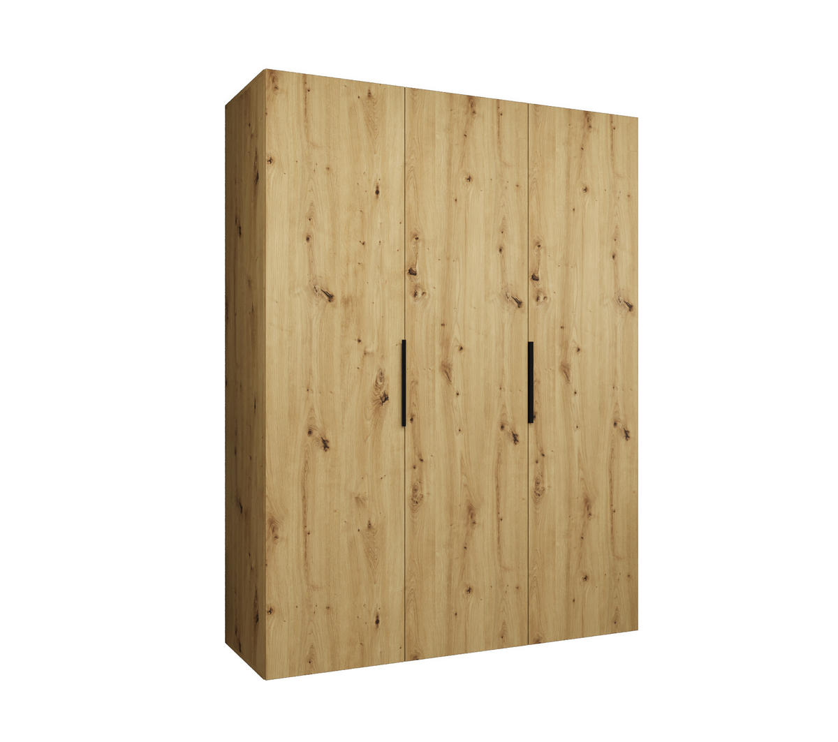 DREHTÜRENSCHRANK 202/150/52 3-türig - Schwarz/Eiche Artisan, Holz (150/202/52cm) - MÖBEL KRYSPOL