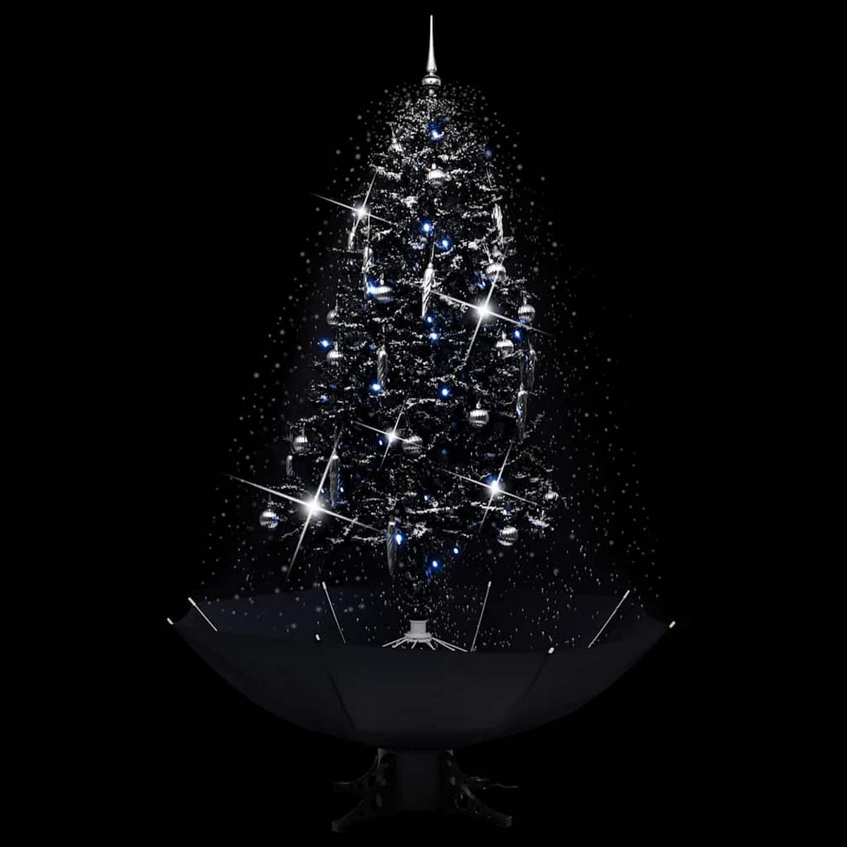 WEIHNACHTSBAUM Schneiender Mit Schirmfuss Schwarz 190 Cm Pvc - Schwarz, Kunststoff (190cm) - vidaXL