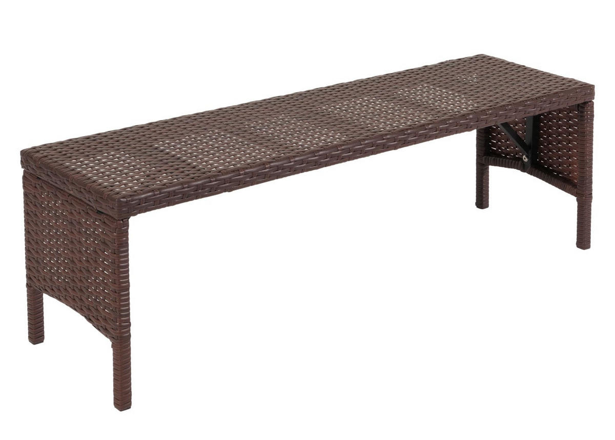 SITZBANK Poly-Rattan 35x112x30cm Braun - Creme/Braun, Metall (112/35/30cm) - PROREGAL
