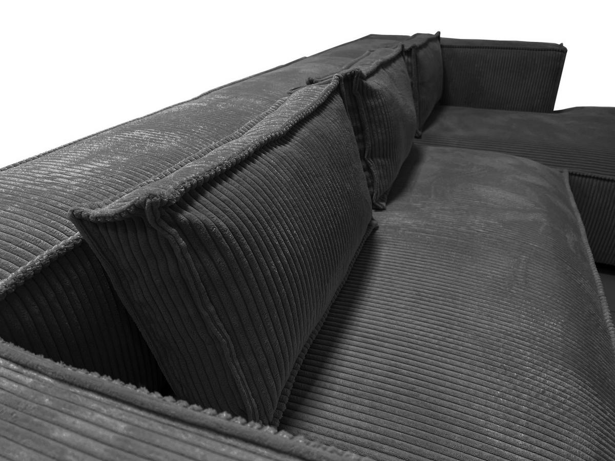 ECKSOFA Nova Grau Cord, Ottomane rechts - Schwarz/Grau, Holz/Kunststoff (262/176cm) - S-Style Möbel
