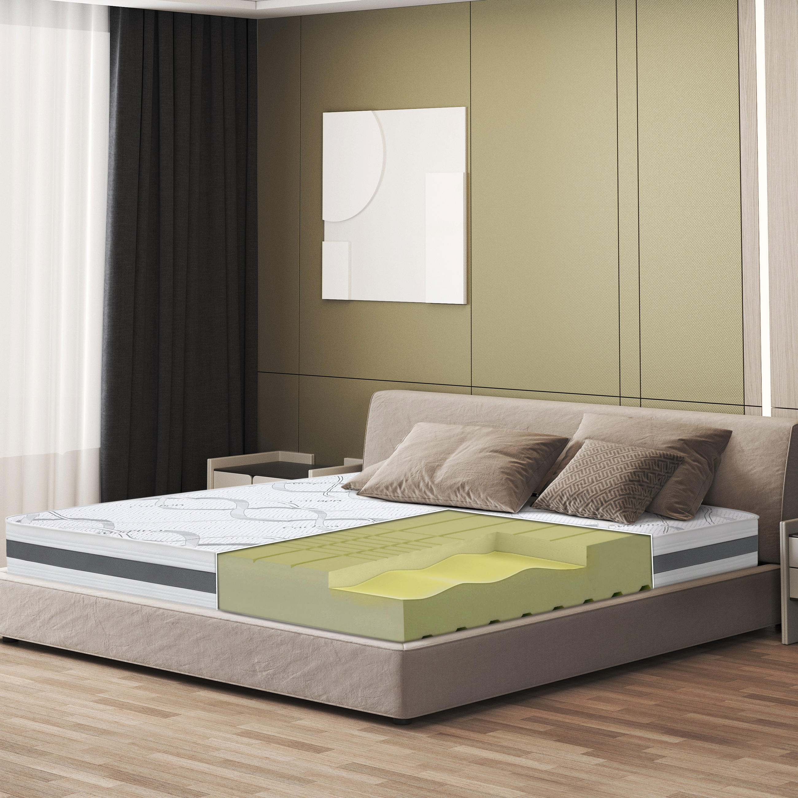 DOPPELMATRATZE King-Size 200x200 Memory | Premium Qualität | Höhe 20 cm - Weiß, Textil (200/200cm) - The White Stone