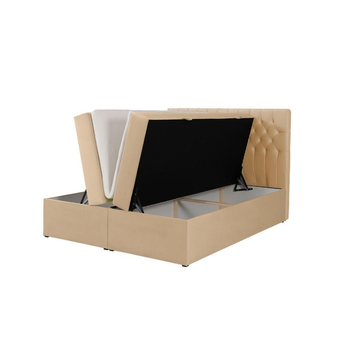 BOXBETT Dora mit Bonnelmatratze und Topper, 120x200, Hellbraun - Hellbraun, Holzwerkstoff (120/200cm) - AN-Moebel 4u