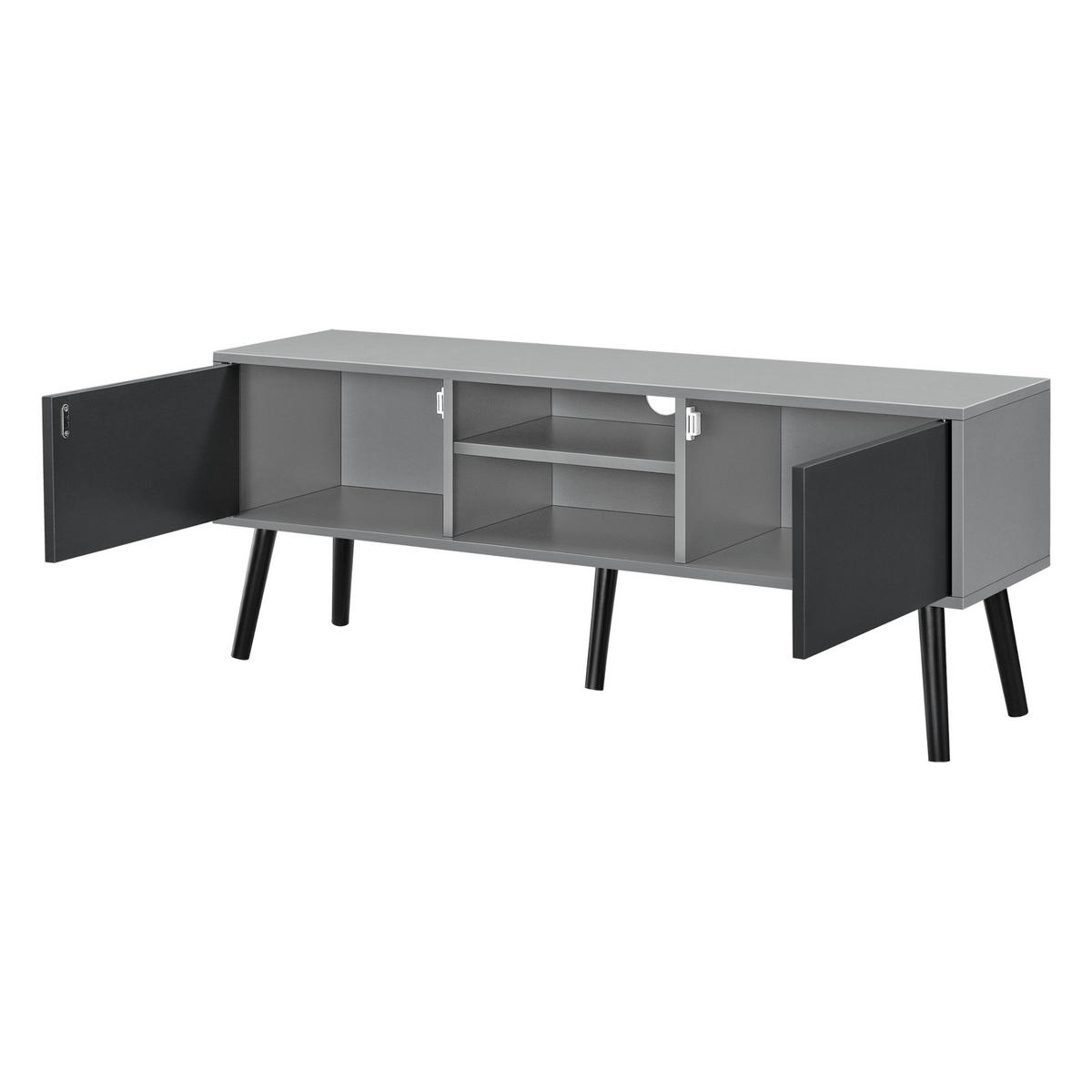 LOWBOARD Eskilstuna - Schwarz, Holz/Holzwerkstoff (120/46.5/29.5cm) - [en.casa]