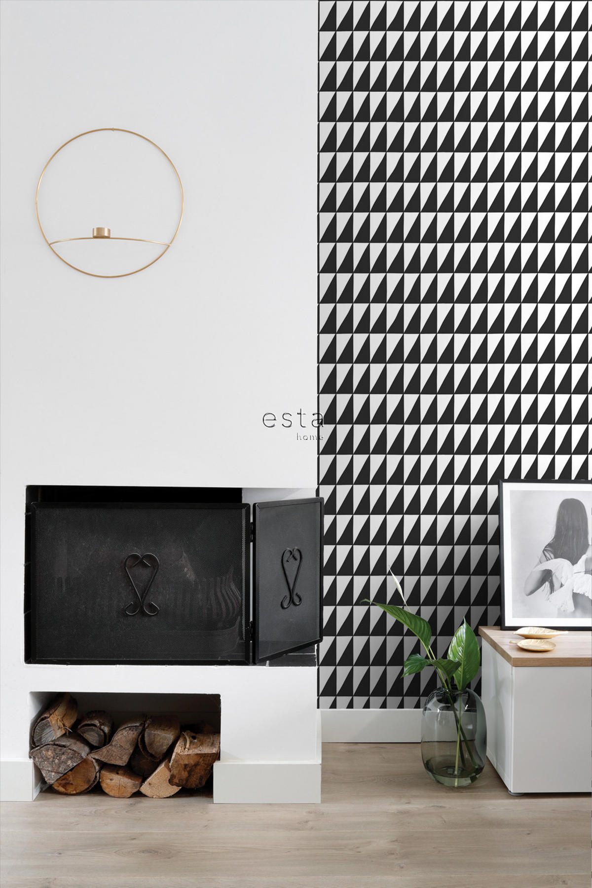 TAPETE grafische Dreiecke 53 cm x 10.05 m - Schwarz, Papier (53/0.1cm) - ESTAhome