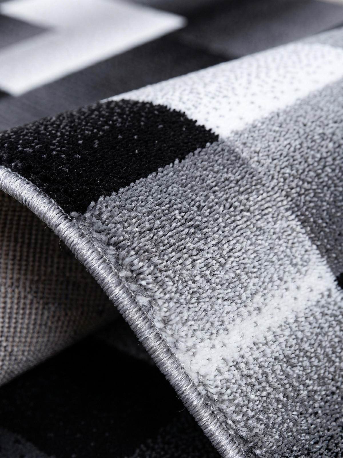 TEPPICH Schlafzimmer Abstrakt-Karo Elegant Waschbar Esszimmer Schwarz 200x290 cm – ASPEN - Schwarz, Textil (290/200cm) - KADIMA DESIGN